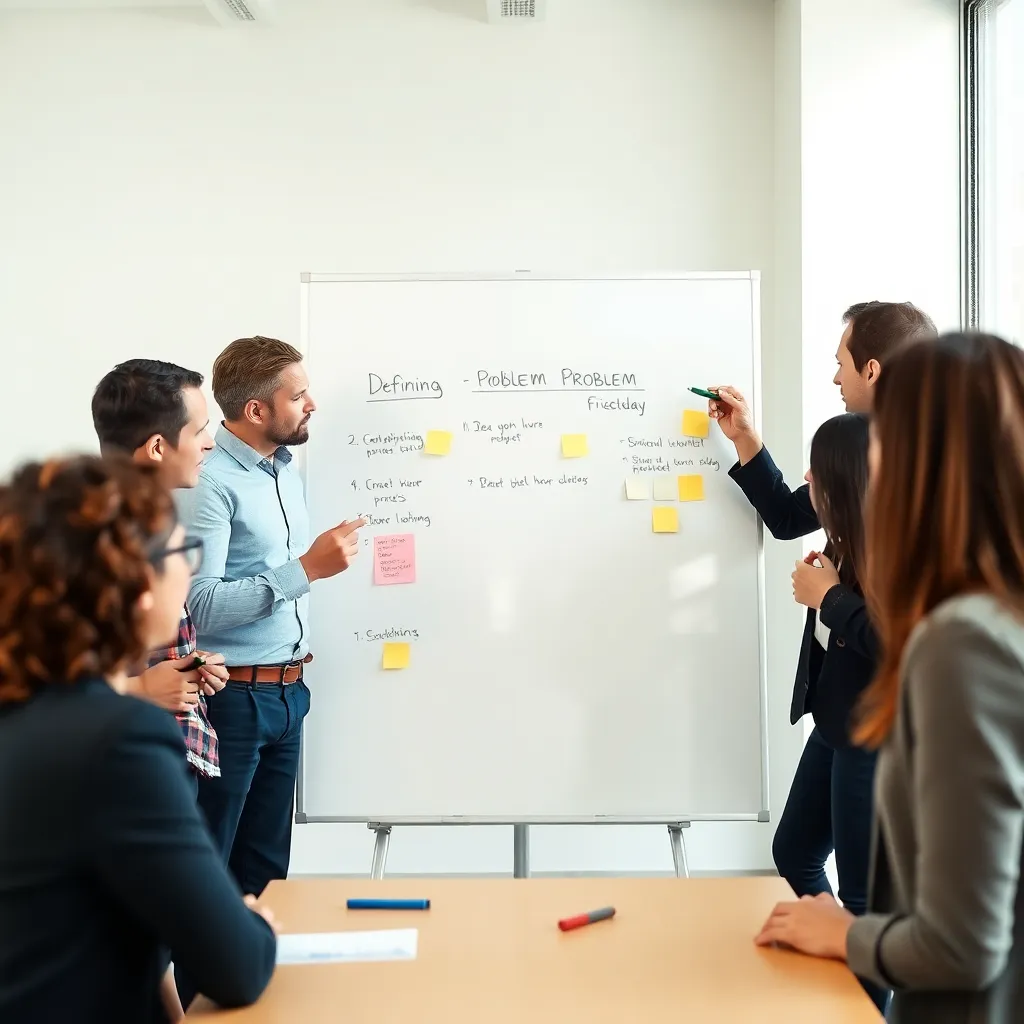 Nederlandse professionals tijdens een design thinking workshop met post-its