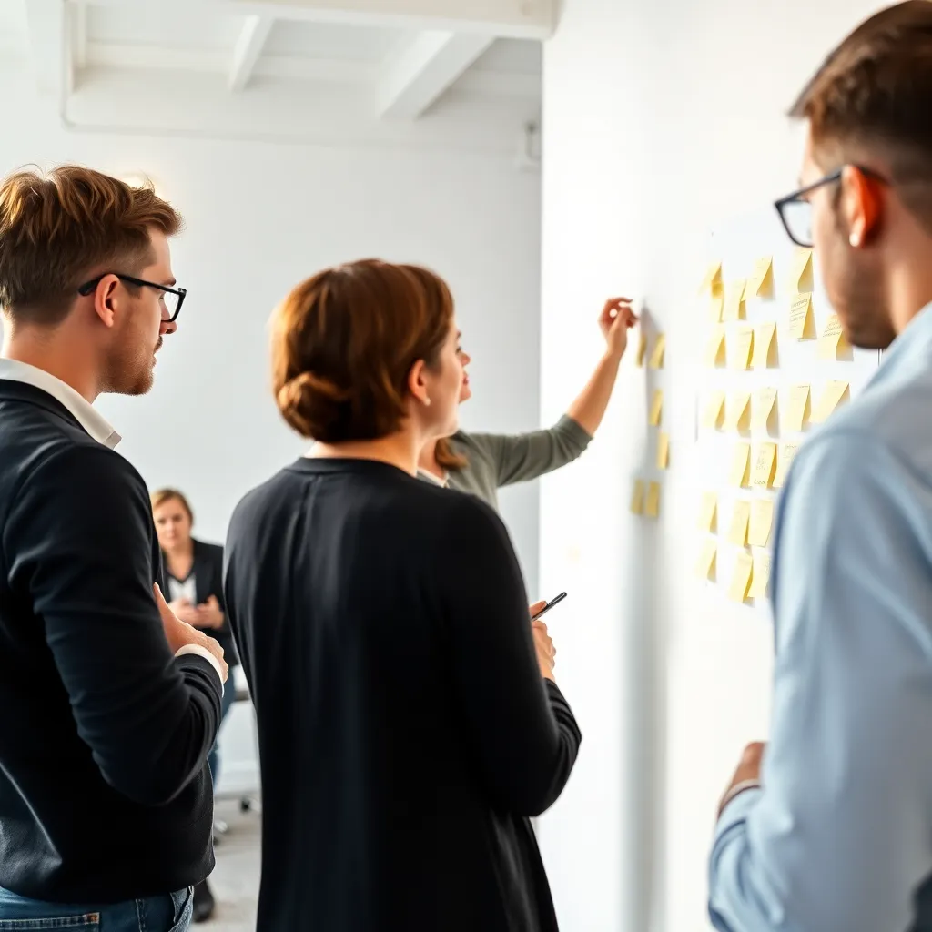 Facilitator die een probleemoplossende workshop leidt in Amsterdam